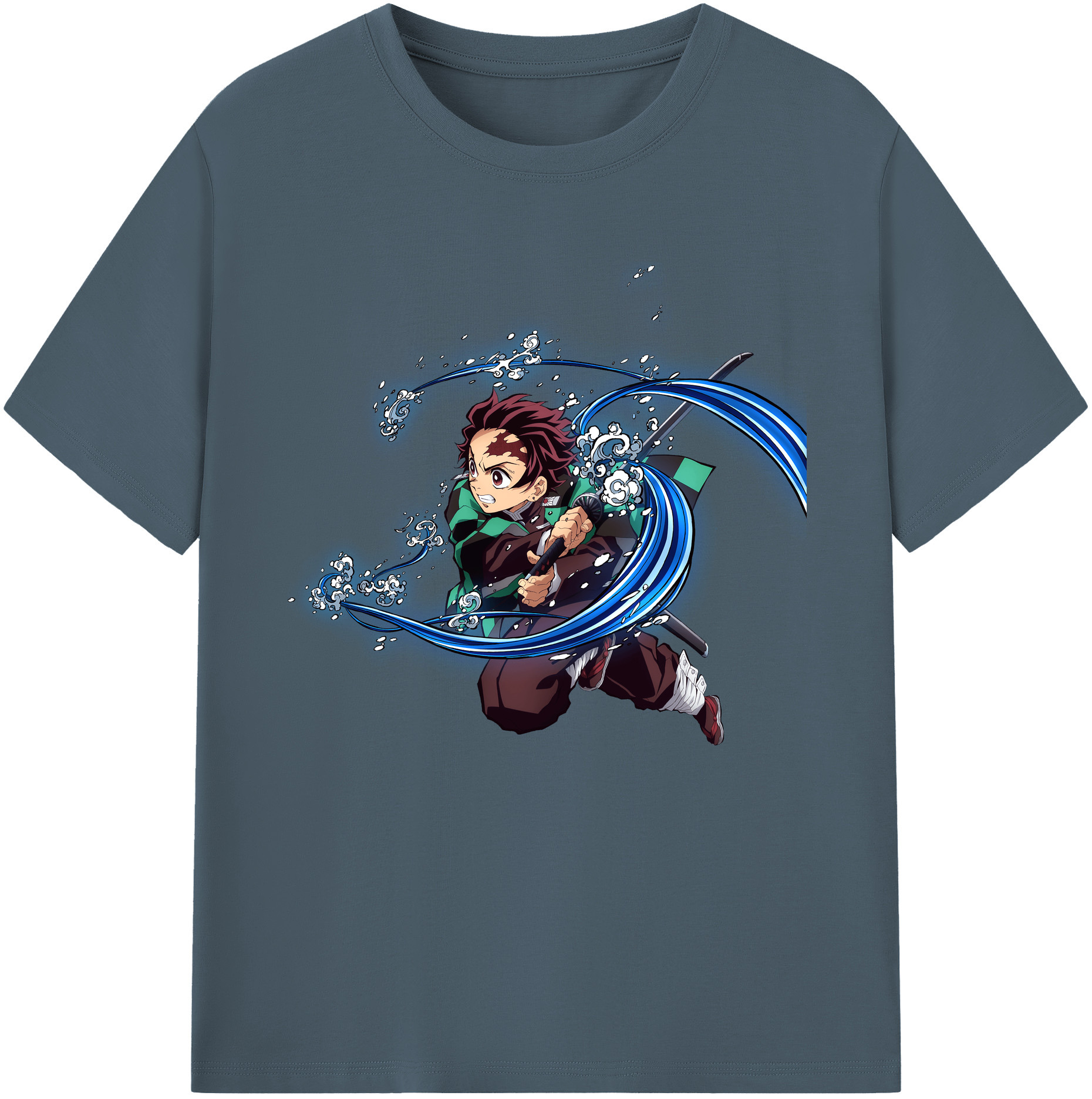 （画像用） 鬼滅の刃 竈門 炭治郎／かまど たんじろう Kamado Tanjirou 綿100％半袖Tシャツ（フロントプリント）